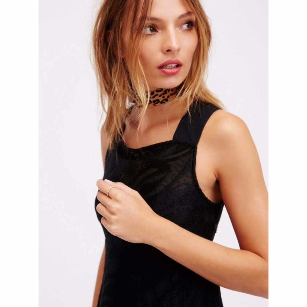 Free People Placed Lace Fit Flare Mini Slip Dress